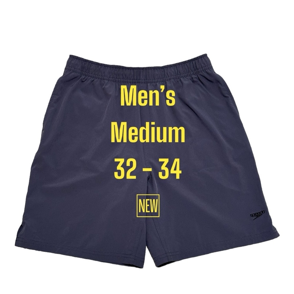 Men's Speedo Medium 32 - 34 Swim Shorts Trunks Board Hybrid Gray Black NWOT - Picture 2 of 9